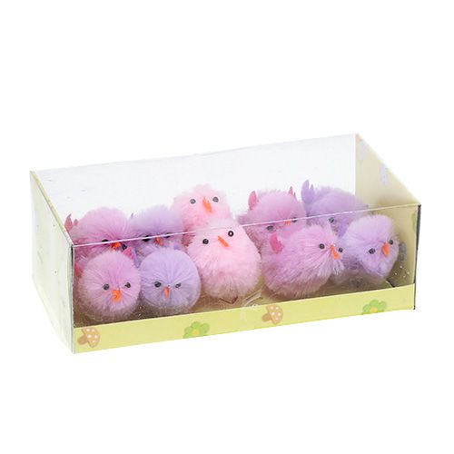 Floristik24 Pintinho de Páscoa Pintinho Chenille Roxo, Rosa Decoração Primavera 10 peças