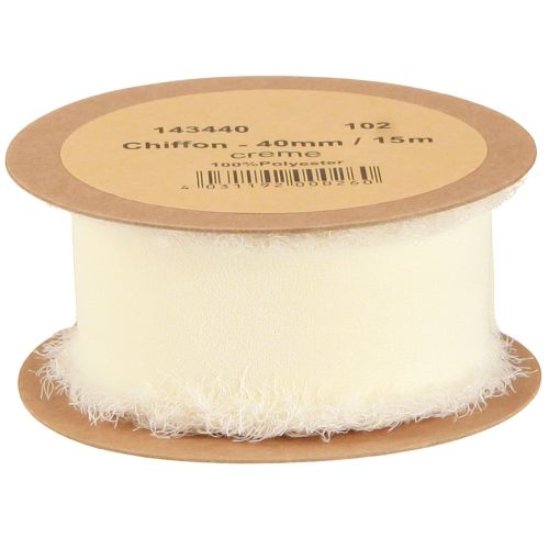 Itens Fita de tecido chiffon creme com franjas 40mm 15m