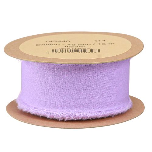 Itens Fita de chiffon fita de tecido lilás com franjas chiffon 40mm 15m
