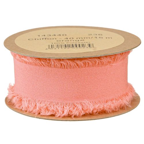 Itens Fita de chiffon laranja tecido pastel franjas 40mm 15m