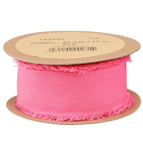 Itens Fita de chiffon fita de tecido rosa neon com franjas 40mm 15m