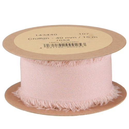 Itens Fita de chiffon rosa com franjas 40mm 15m