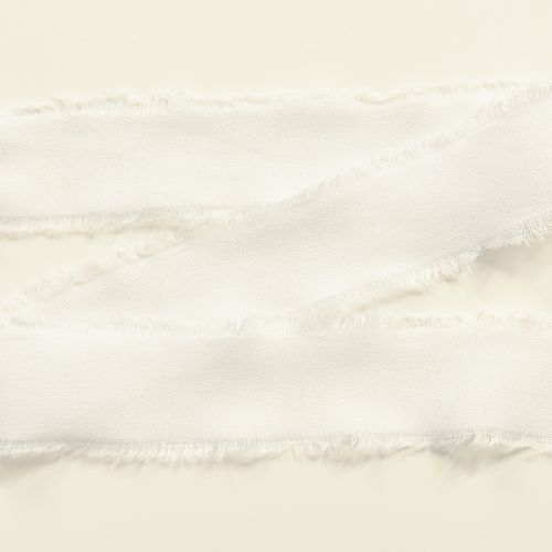 Itens Fita de chiffon fita de tecido branco com franjas 40mm 15m