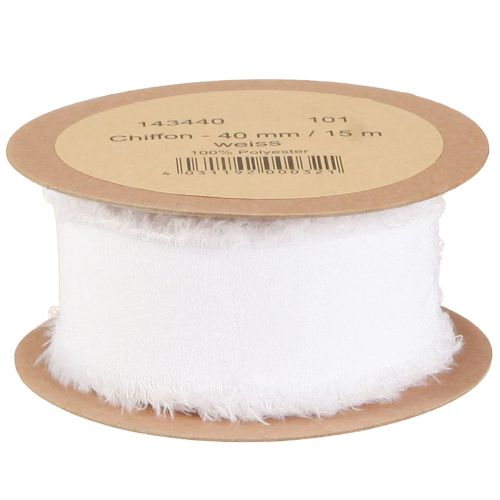 Itens Fita de chiffon fita de tecido branco com franjas 40mm 15m