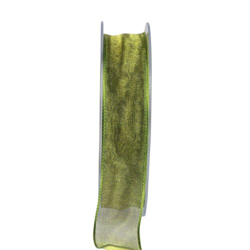 Floristik24 Fita de chiffon fita de organza fita decorativa organza verde 15mm 20m