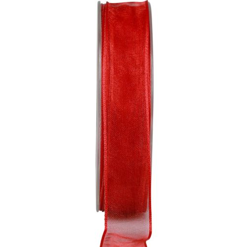 Floristik24 Fita de chiffon fita de organza fita decorativa organza vermelha 25mm 20m