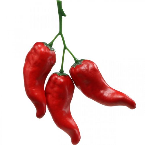 Manequim de comida deco de pimenta vermelha 9 cm 3 peças no galho