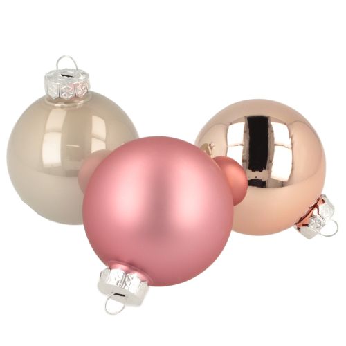 Bola de vidro para árvore de Natal rosa creme Ø60mm 24 peças