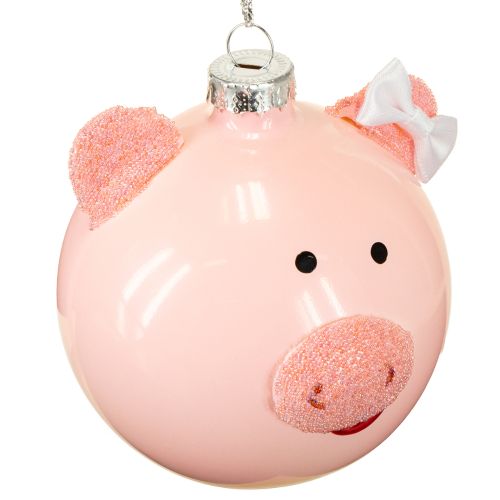 Itens Bola de vidro rosa e branca para árvore de Natal Ø8cm 2 unidades