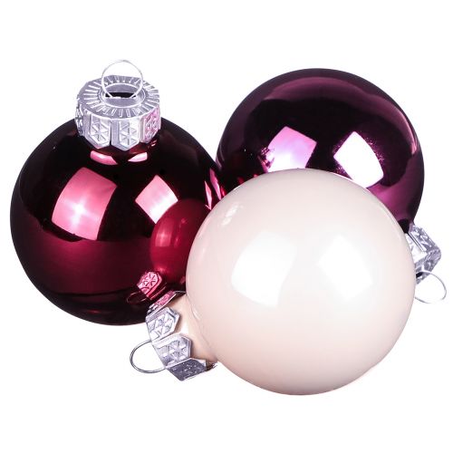 Floristik24 Bolas de árvore de Natal bolas de vidro Berry Mix Ø5cm 24 unidades Berry rosa bege creme brilhante