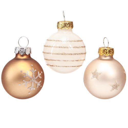 Itens Bolas de árvore de natal vidro mini pérola ouro branco Ø3cm 9 un