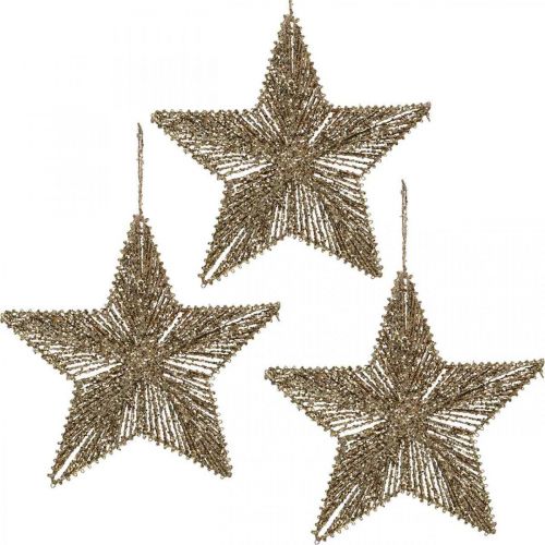 Floristik24 Decorações da árvore de natal, decorações do advento, pingente de estrela dourada B20.5cm 6pcs