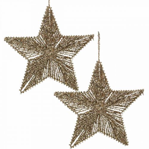Itens Decorações da árvore de Natal, decorações do Advento, pingente de estrela Dourado B25.5cm 4pcs