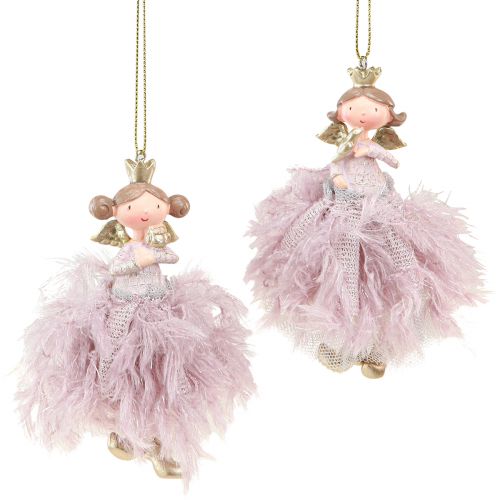 Floristik24 Decoração de árvore de natal decoração de anjo princesa rosa 11cm 4 unidades