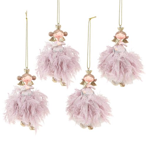 Floristik24 Decoração de árvore de natal decoração de anjo princesa rosa 11cm 4 unidades