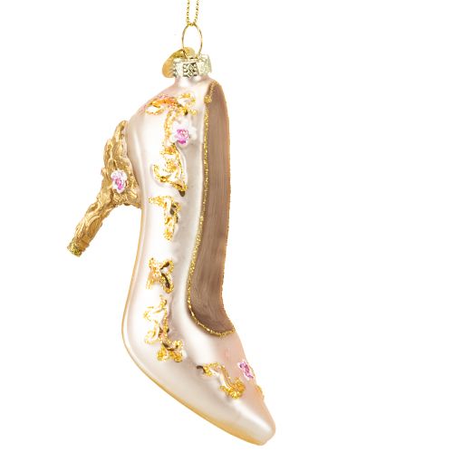 Floristik24 Decoração de árvore de natal sapatos de vidro sapato de vidro rosa 10cm 2 peças