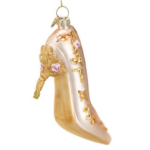 Floristik24 Decoração de árvore de natal sapatos de vidro sapato de vidro rosa 10cm 2 peças