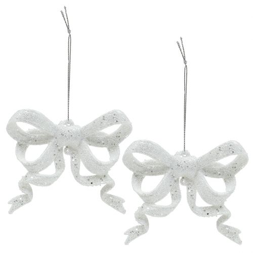 Floristik24 Decoração de árvore de Natal loop 9cm com glitter branco 12pcs