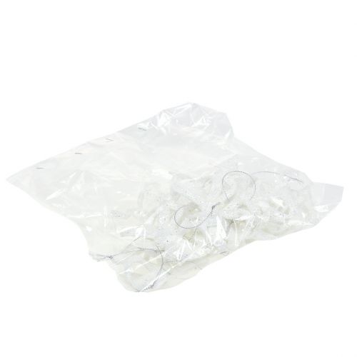 Floristik24 Decoração de árvore de Natal loop 9cm com glitter branco 12pcs
