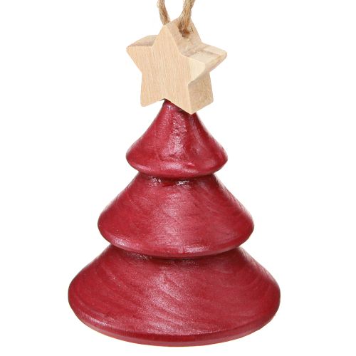 Itens Enfeites para árvore de natal abeto madeira vermelho branco 7,5cm 6 peças