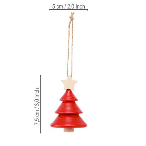 Itens Enfeites para árvore de natal abeto madeira vermelho branco 7,5cm 6 peças