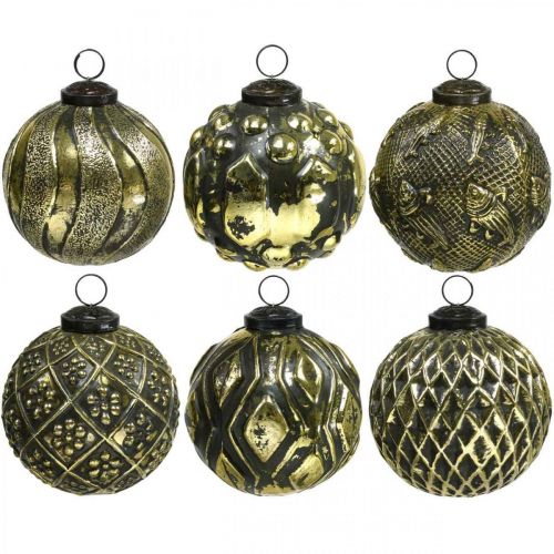 Bolas de Natal vintage bolas de vidro ouro Ø9.5cm 6pcs