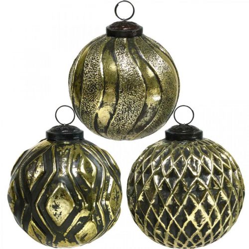 Floristik24 Bolas de Natal vintage bolas de vidro ouro Ø9.5cm 6pcs