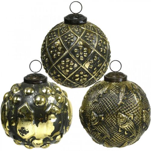 Itens Bolas de Natal vintage bolas de vidro ouro Ø9.5cm 6pcs