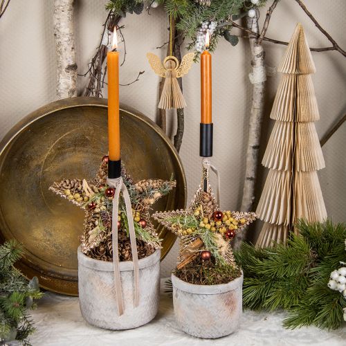 Itens Decorações para árvores de Natal, decorações de Advento, pingentes de estrela dourados W30cm 4 unidades