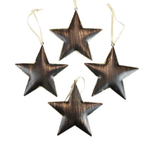 Itens Decorações para árvores de Natal estrela decorativa metal preto ouro Ø11cm 4 unidades