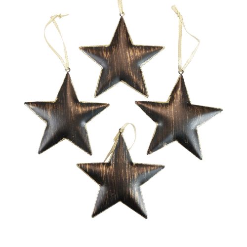 Floristik24 Decorações para árvores de Natal estrela decorativa metal preto ouro Ø11cm 4 unidades