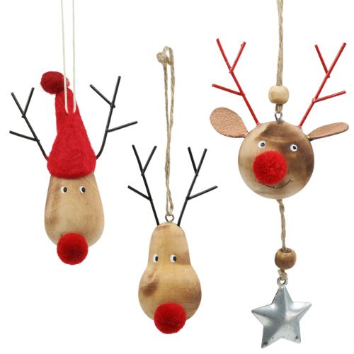 Floristik24 Decorações para árvores de natal alce 8-10cm 3 unidades