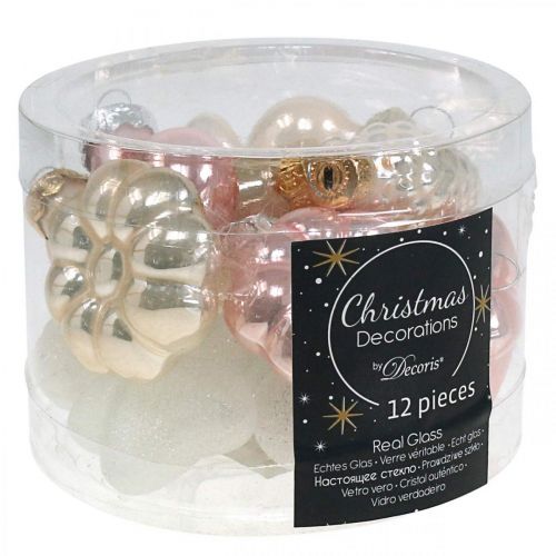 Floristik24 Decorações para árvore de natal em vidro Decorações para árvore de natal em tons pastel 12 peças