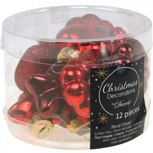 Floristik24 Decorações de árvore de natal vidro enfeites de árvore de natal vermelho 12 peças