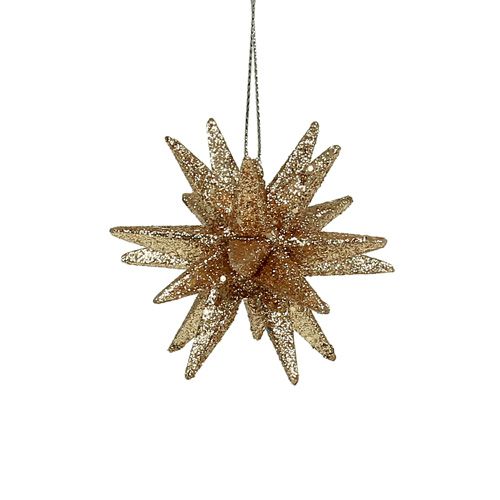 Floristik24 Decorações para árvores de Natal com estrelas brilhantes 7,5 cm 8 unidades de ouro