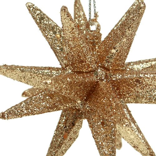Floristik24 Decorações para árvores de Natal com estrelas brilhantes 7,5 cm 8 unidades de ouro