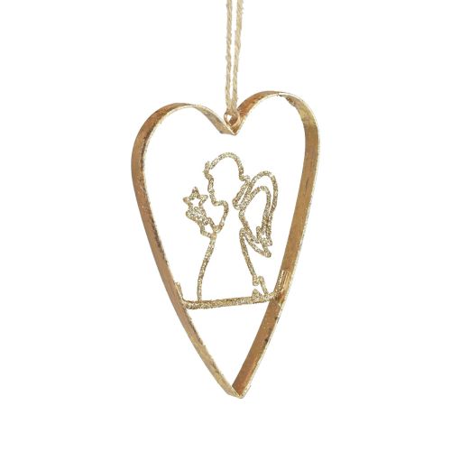 Decorações para árvores de Natal coração metal corações decoração dourada 12 cm 6 unidades