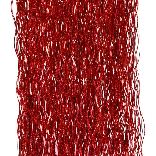 Itens Decoração de árvore de Natal Natal, enfeites ondulados vermelhos cintilantes 50cm