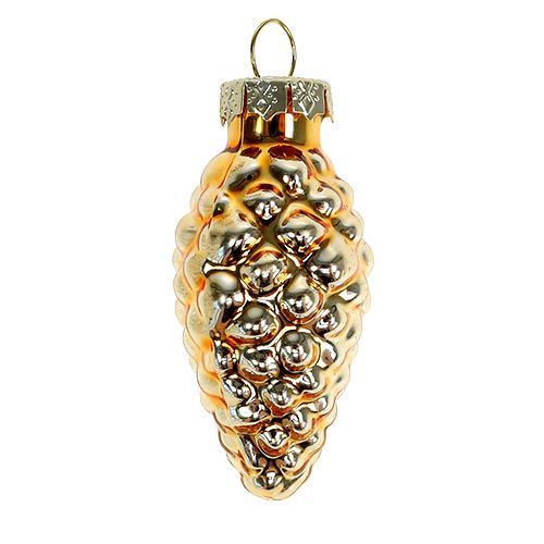 Itens Cones de decoração para árvores de natal 5-6 cm sortidos ouro branco 16pcs