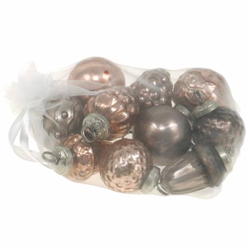 Floristik24 Mini mix de decoração natalina 4,5 cm cobre sortido vidro real 10 peças