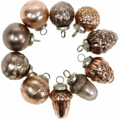 Floristik24 Mini mix de decoração natalina 4,5 cm cobre sortido vidro real 10 peças