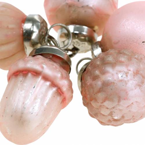 Floristik24 Mini decorações para árvores, frutas e bolas de outono rosa, vidro real prateado 3,4–4,4 cm 10 unidades