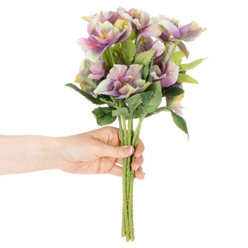 Buquê de rosas artificiais de Natal com flores roxas, 35 cm, 6 peças | Floristik24.pt