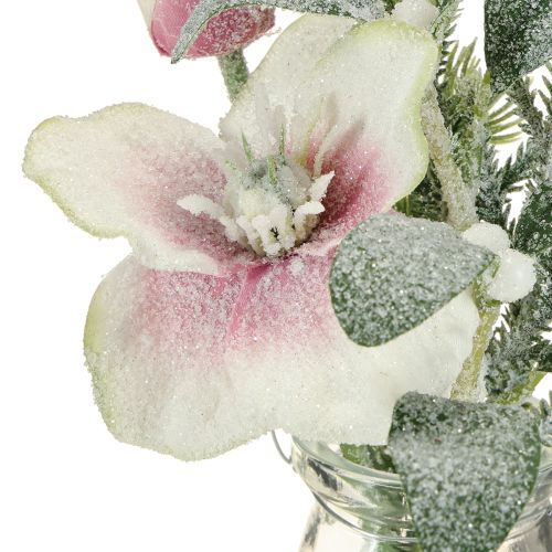 Itens Rosa de Natal artificial em vidro flores artificiais para pendurar H22cm