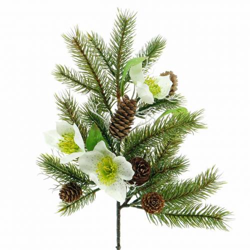 Floristik24 Ramo de abeto artificial com rosas e cones de Natal C 36 cm