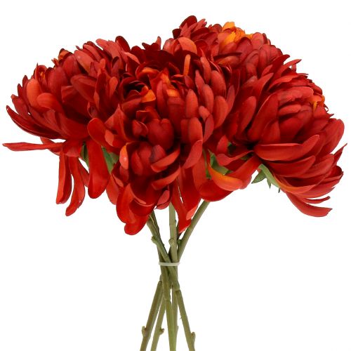 Itens Buquê de crisântemo vermelho vermelhão 28 cm 6 unidades