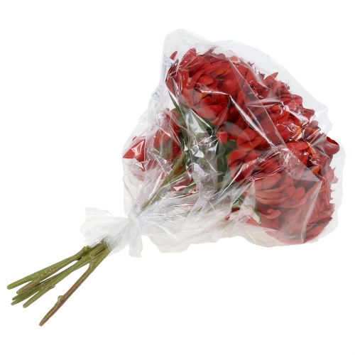 Itens Buquê de crisântemo vermelho vermelhão 28 cm 6 unidades
