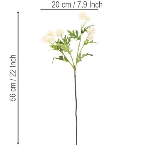 Arranjo de crisântemos artificiais, branco cremoso, galho decorativo, grande 56 cm, 4 peças | Floristik24.pt