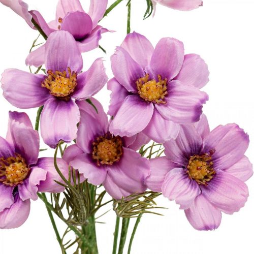 Itens Cesta de joias Cosmea flores artificiais roxas verão 51cm 3 unidades
