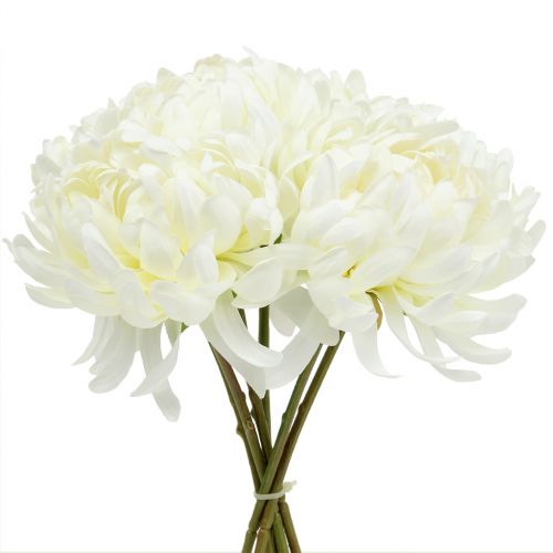 Buquê decorativo de crisântemo branco 28 cm 6 unidades